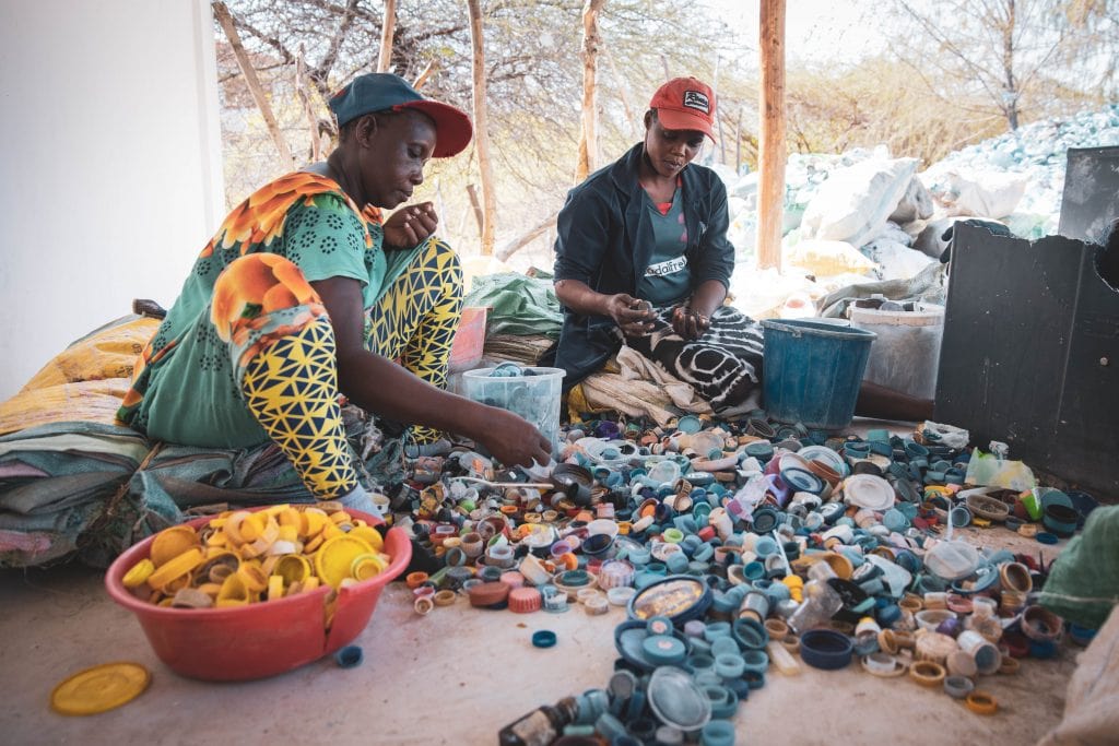 Lamu women sorting plastic waste