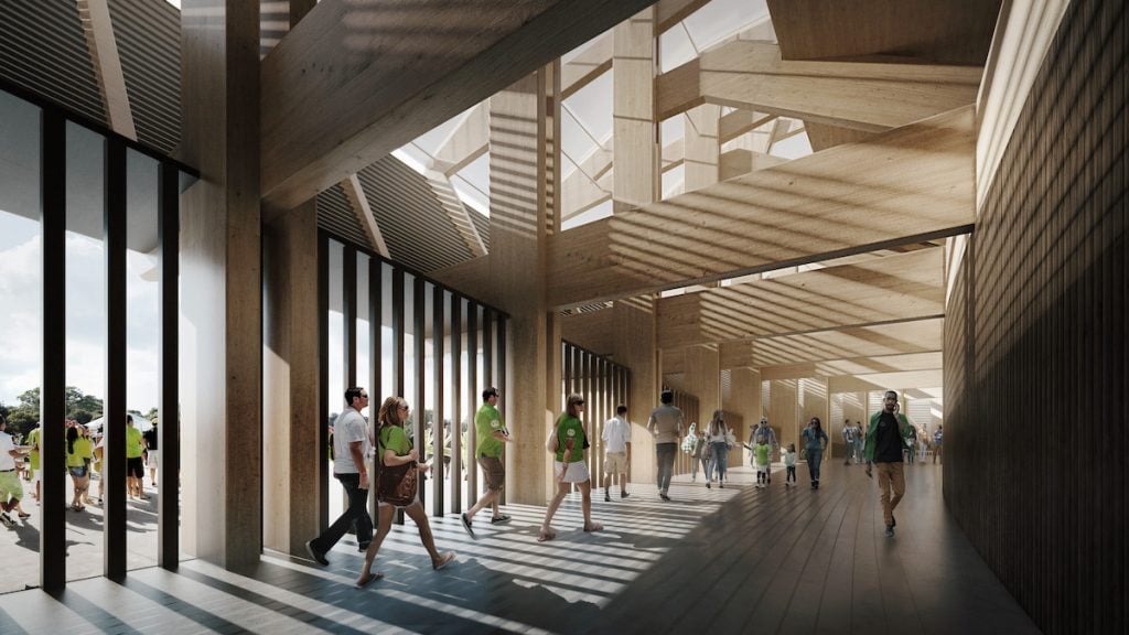Fußball Stadion einmal nachhaltig. Bild: Zaha Hadid Architects