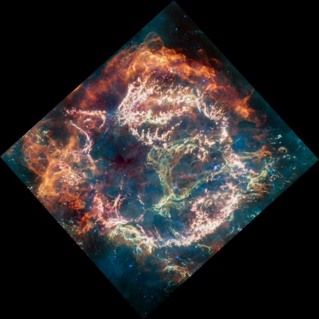 Cassiopeia A, aufgenommen vom James-Webb-Teleskop