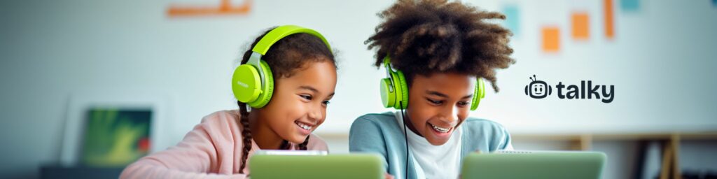 Talky Sprachlernapp - zwei Kinder lernen spielerisch eine neue Sprache
