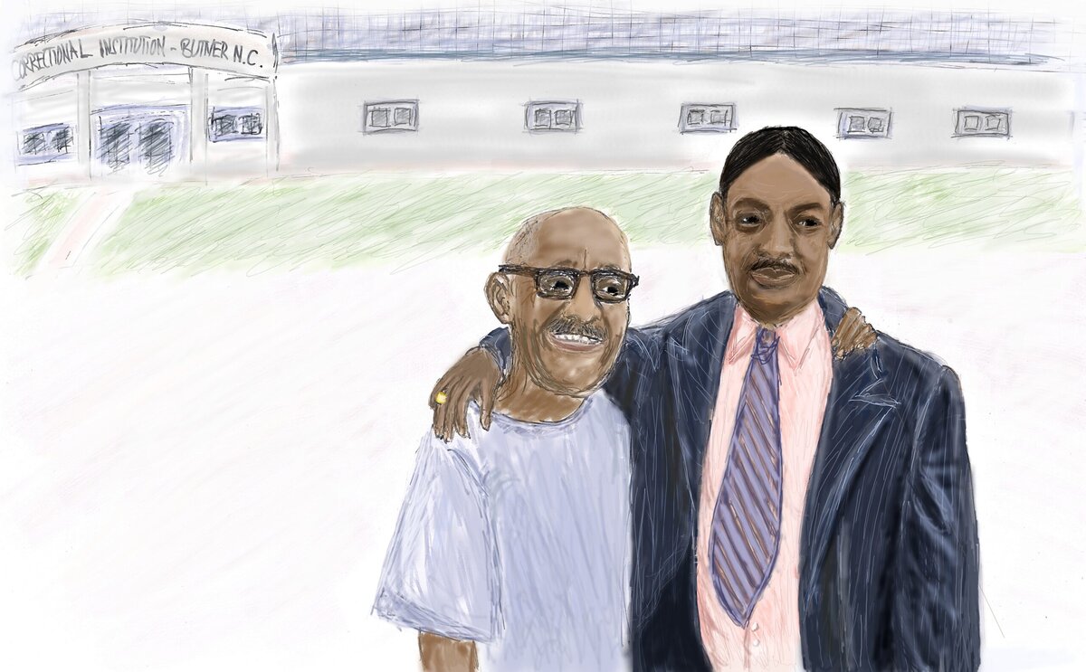 Wright Jr. mit Wayne Akbar Pray - Zeichnung von Jan Luca Rose