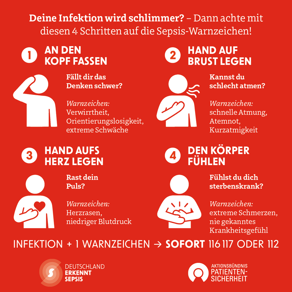 Sepsis 4 Schritte Grafik